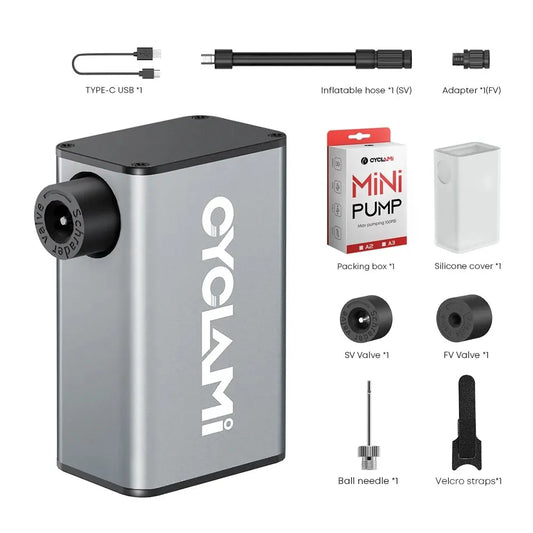 A3 Mini Electric Bicycle Air Pump Cordless Aluminum Inflator Grey-1