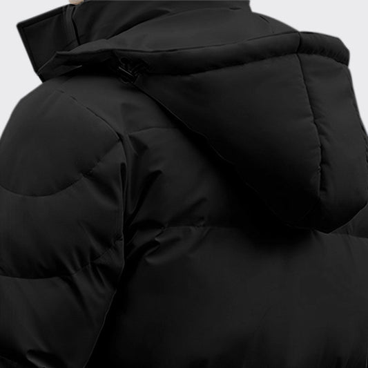 NNEAGS abbee Black 2XL Winter Hooded Overcoat Long Jacket Stylish Lightweight Quilted Warm Puffer Coat