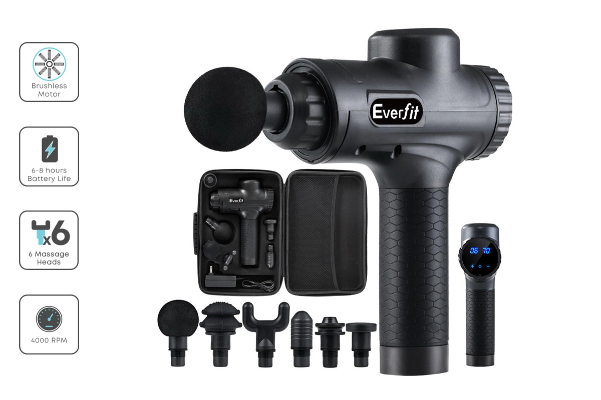 NNEDSZ Massage Gun Electric Massager Vibration 6 Heads Muscle Therapy Percussion Tissue-3