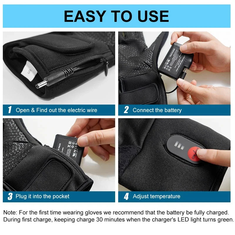 Heated Gloves Rechargeable Battery Electric Ski Gloves for Men and Women-4