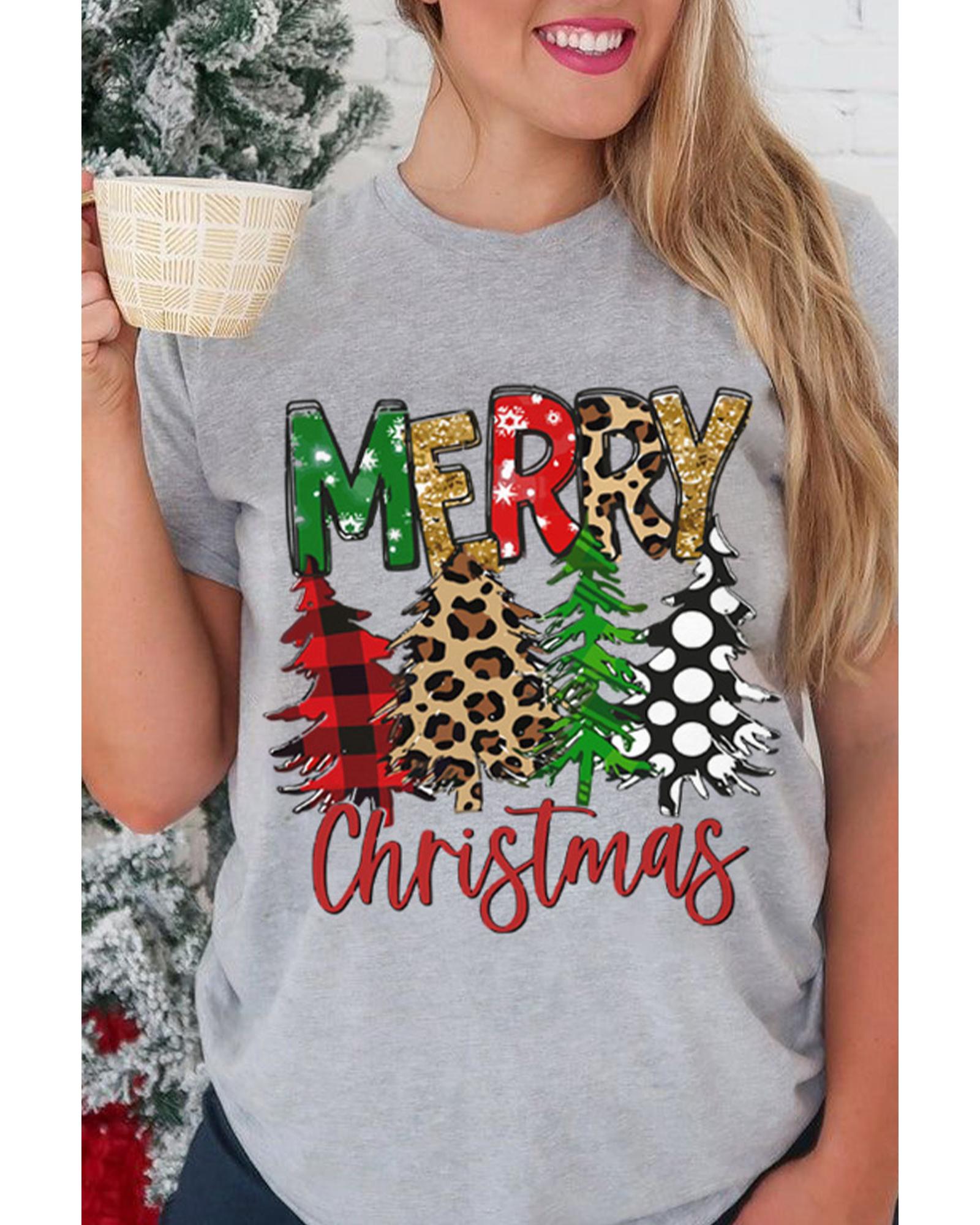 NNEDSZ Azura Exchange Christmas Tree Pattern Crew Neck Graphic Tee - XL-0