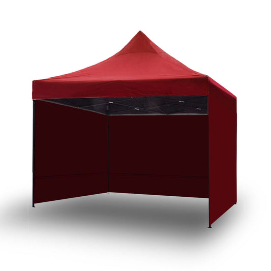 NNEDSZ 3x3m Pop Up Gazebo Outdoor Tent Folding Marquee Party Camping Market Canopy w/ Side Wall - red-0