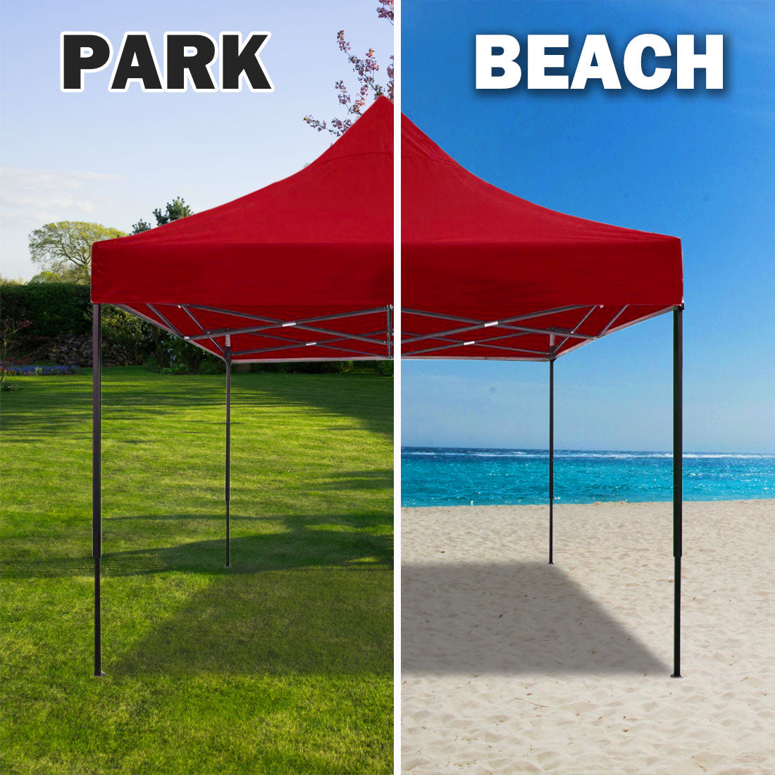 NNEDSZ 3x3m Pop Up Gazebo Outdoor Tent Folding Marquee Party Camping Market Canopy w/ Side Wall - red-2