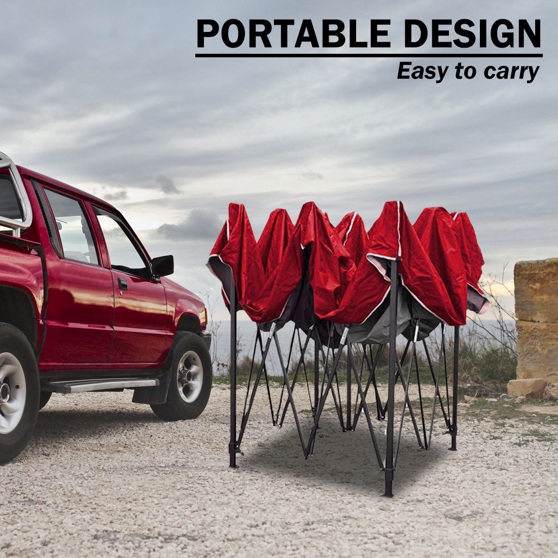 NNEDSZ 3x3m Pop Up Gazebo Outdoor Tent Folding Marquee Party Camping Market Canopy w/ Side Wall - red-3